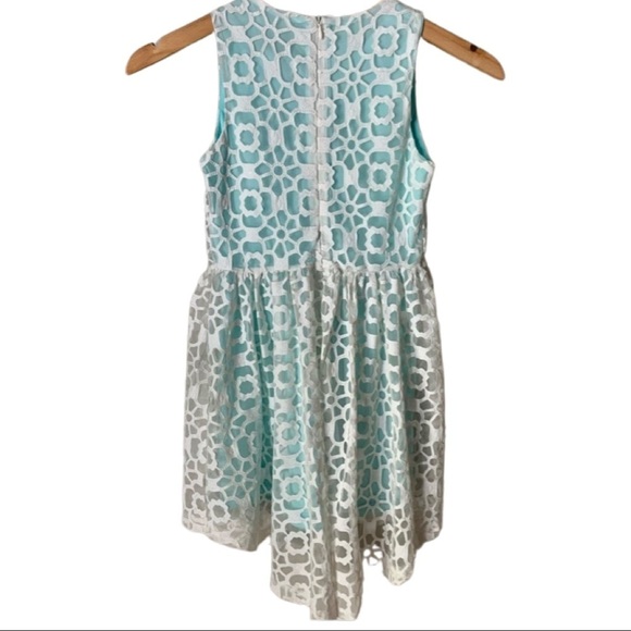 ELISA B. Lace Sleeveless Party Dress Teal Turquoise White Special Occasion Sz 10 - Picture 4 of 16